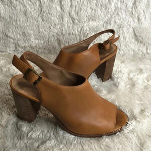 MADEWELL The Cary Peep Toe Leather Slingback Shoes